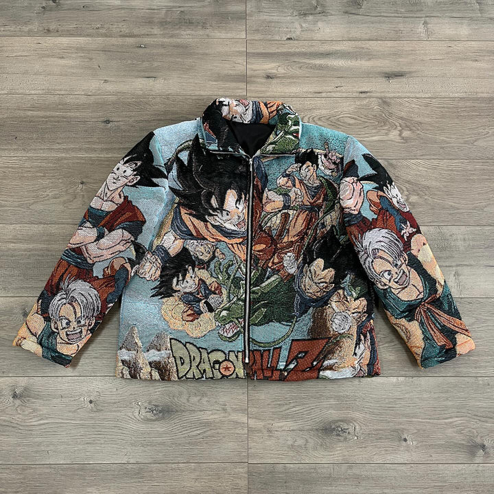 Fashion Anime Print Long Sleeve Zipped Jacket