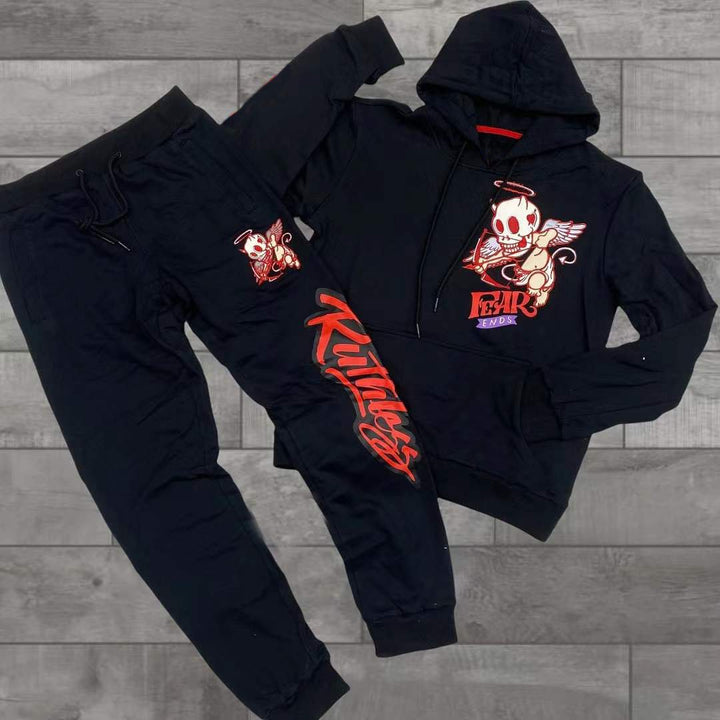 Devil angel casual street sports suit