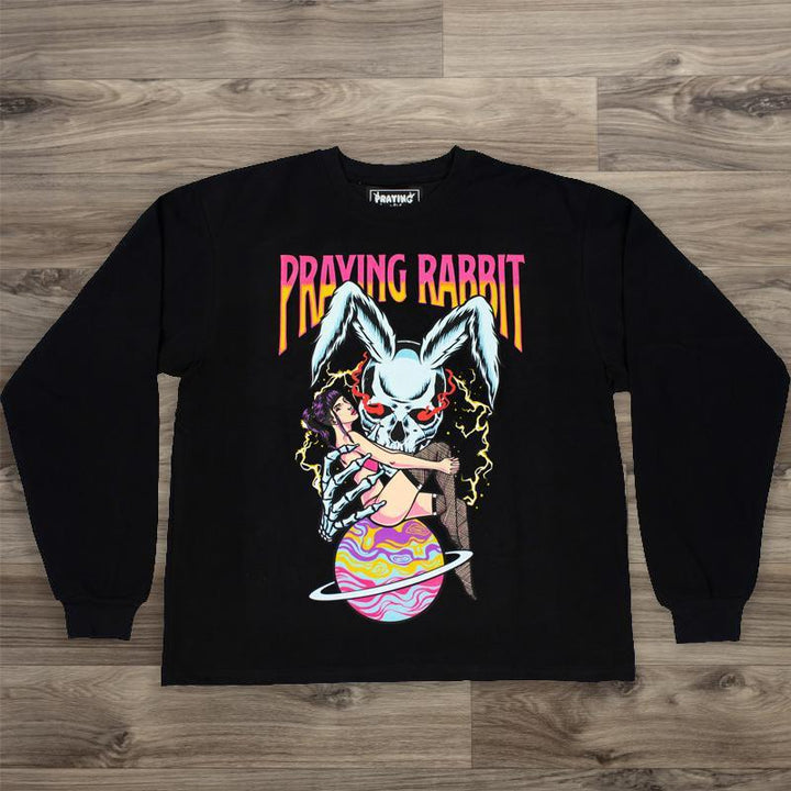 Praying rabbit casual home street sports sweatshirt