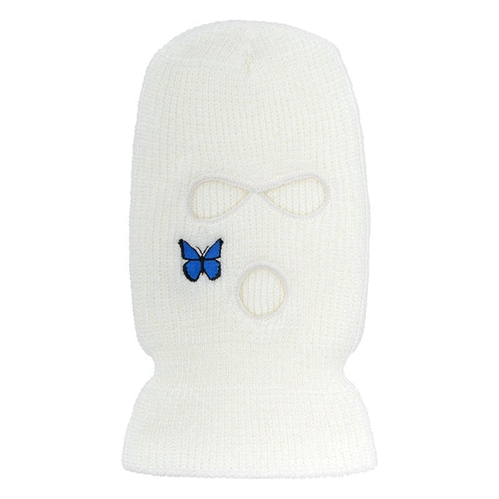 Fashion three-hole hat butterfly embroidered ski mask