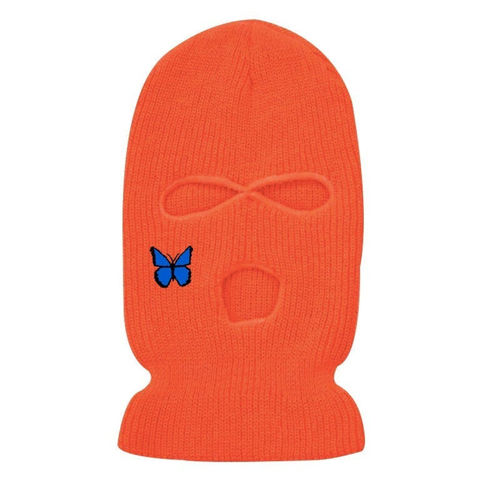 Fashion three-hole hat butterfly embroidered ski mask