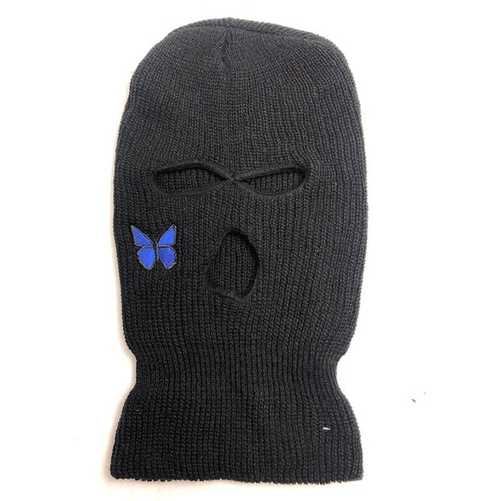 Fashion three-hole hat butterfly embroidered ski mask