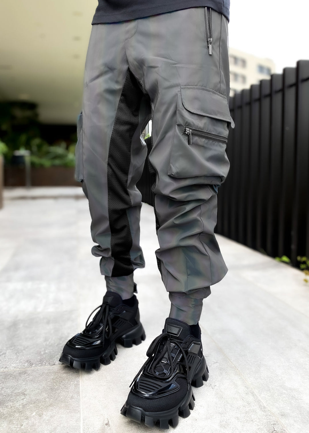 Fashion street style reflective overalls men