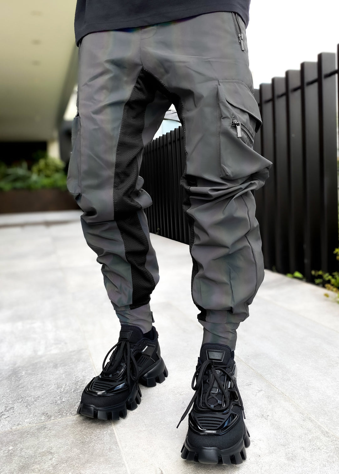 Fashion street style reflective overalls men