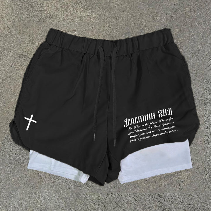 Jeremiah 29:11 Print Double Layer Quick Dry Shorts